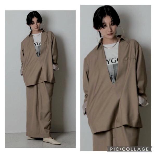 【14800→10360】CHIGNON(シニヨン)/深Vネックスーツライクシャツ