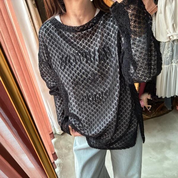 CHIGNON(シニヨン)/レースメッシュカットソー