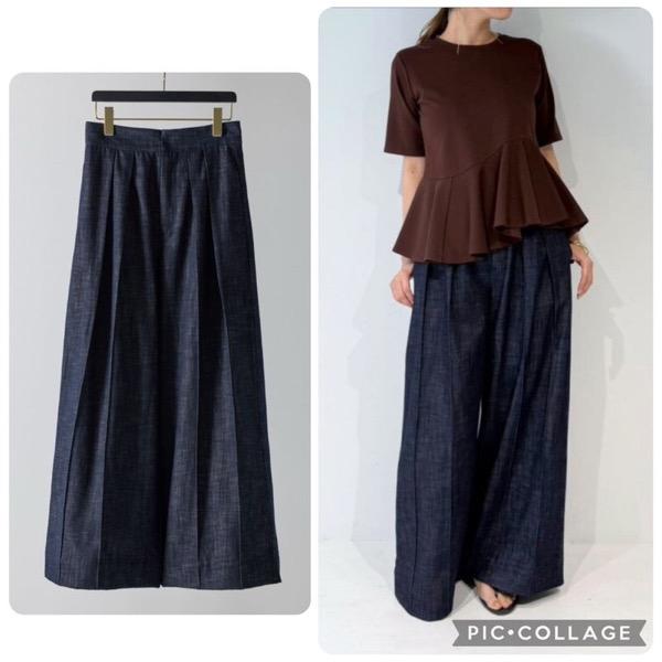 【予約販売】Mewl(ミュール)/リネンデニムワイドPT(4月下旬入荷予定)