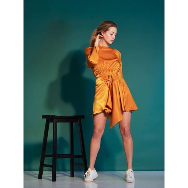 【14800→7400】GHOSPELLウエストバックル付き長袖ワンピース