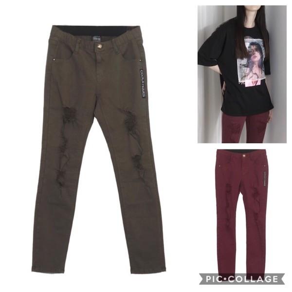 COOLA(クーラ)/ウエストゴムクラッシュスキニーパンツ