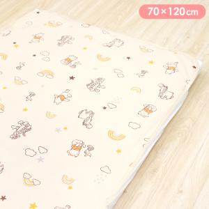 1個のみ配送・送料込　防水シーツ 70×120cm ディズニー くまのプーさん 吸水加工 綿100％ メール便・ポスト投函 NP
