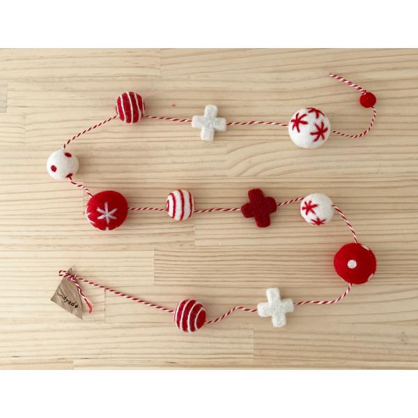 フェルトボール　ガーランド　プラス付き　クリスマスオーナメント  アンダイドプラスオリジナル　