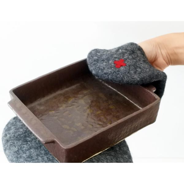 フェルトなべつかみ　楕円　グレー