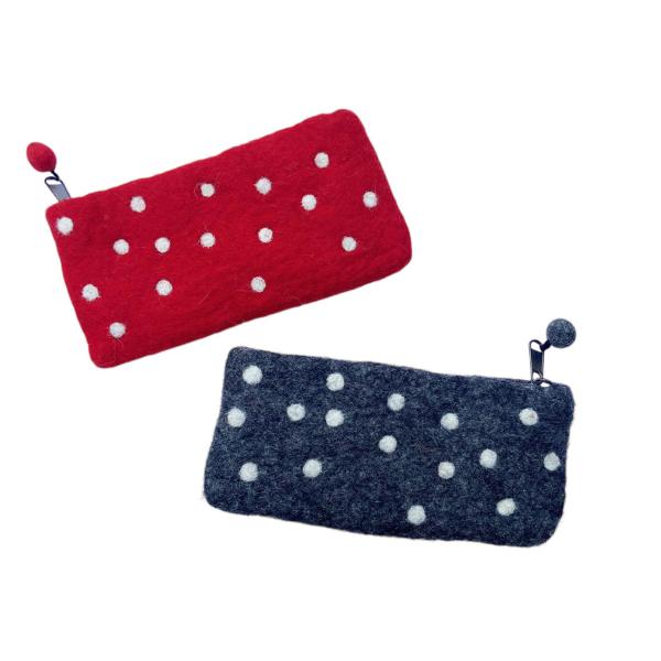 フェルト ドット模様　ポーチ