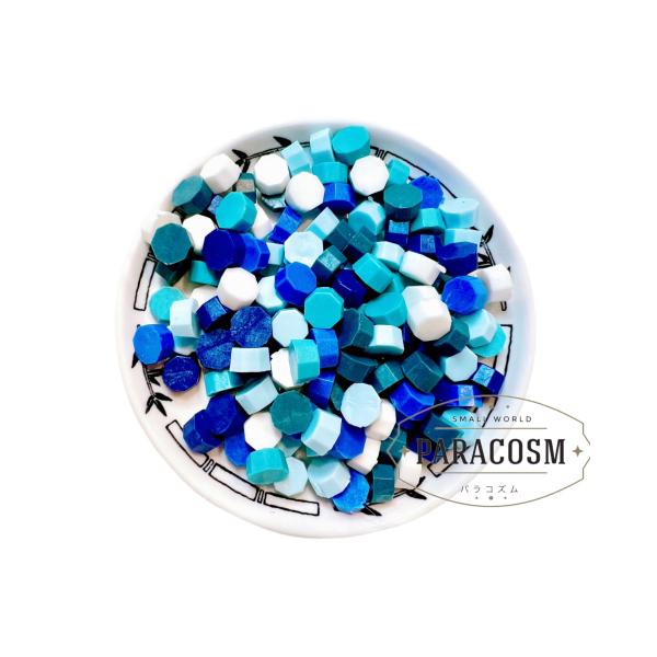 シーリングワックス  ミックス　ブルー＆ホワイト　天空　（約125粒）40ｇ　シー リングスタンプ　...