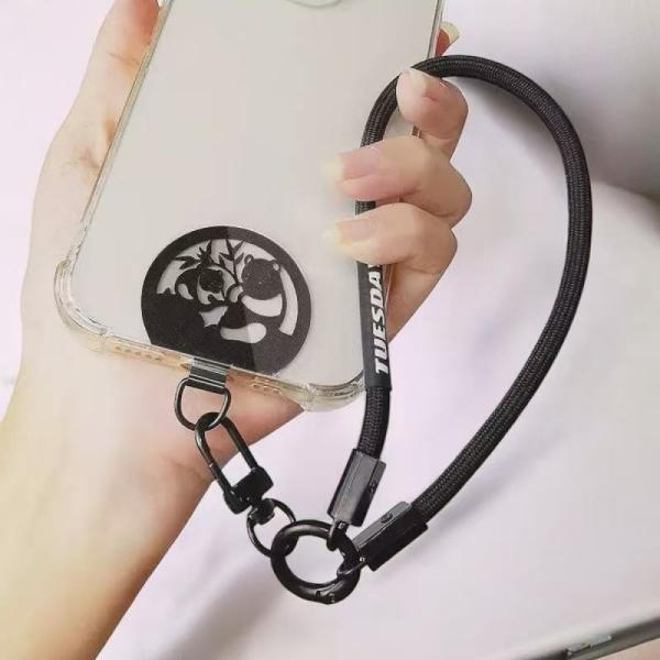 （１点）おしゃれデザインスマホストラップホルダー 装着したまま充電可能スマホホルダー ブラックストラ...