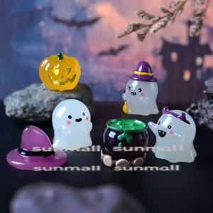 【1点のみ販売】【6タイプから選択可能】ハロウィン 蓄光 ミニチュア フィギュア 1個販売 レジン オブジェ ジャックオーランタン おばけ 魔女 ミニ置物