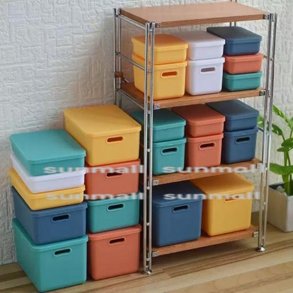 【1セット6点販売】【選べる9色】ミニチュア収納ボックス 1/6 1/12 ドールハウス 小物収納 ...