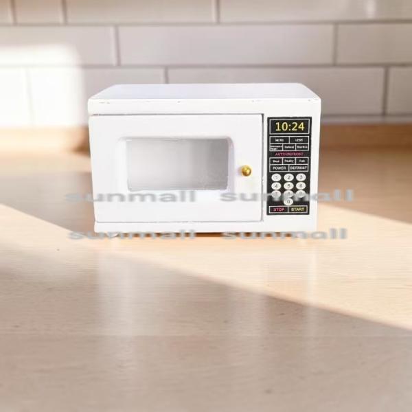 【1点販売】ミニチュア 電子レンジ 木製 ドア開閉可能 ドールハウス 家具 ミニチュア家電 約6.5...