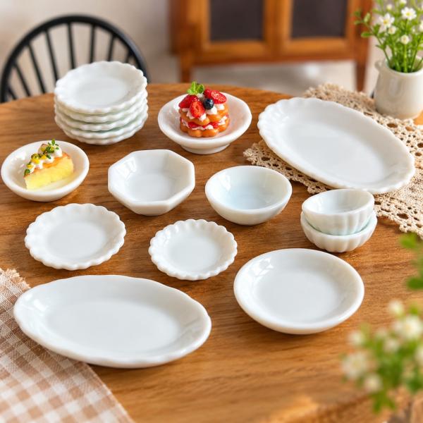 【1点のみ販売】【10種類 から選択可能】ミニチュア食器 陶器製 お皿 小鉢 白 10種類から選べる...