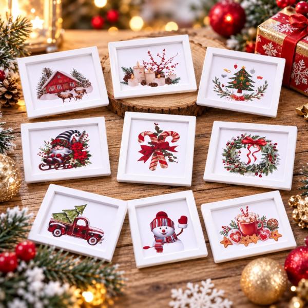 【1点販売】【9デザインから選べる】ミニチュア クリスマス 額縁 約4×3cm 9デザイン 選べる1...