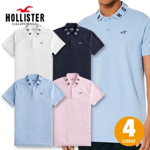 ホリスター メンズ ロゴ刺繍 ストレッチピケ 半袖ポロシャツ Hollister Icon Polo ワンポイントロゴ 鹿の子 4カラー｜unechambre