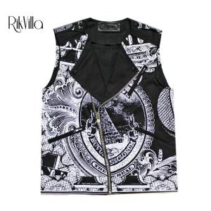 RIK VILLA (リック ヴィラ) $ MOTO VEST (BLACK/WHITE) ライダー...