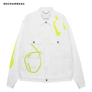 ROCHAMBEAU (ロシャンボー) SHORT JACKET (WHITE) [デニムジャケット/グラフィック/ペイント/オーバーサイズ/UNISEX] [ホワイト]｜uneekbasemnt