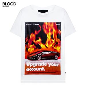 BLOOD BROTHER (ブラッド ブラザー) FLAMES T-SHIRT (WHITE) [Tシャツ/カットソー/トップス/ランボルギーニ/グラフィック/UNISEX] [ホワイト]｜uneekbasemnt