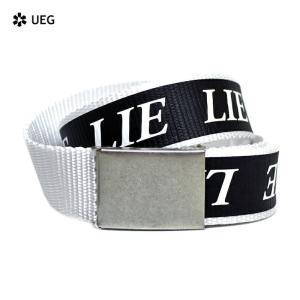 UEG (ウーサーエジェッタ / ユーイージー) BUCKLE BELT WHITE LIE (WHITE) [ロングベルト/バックル/ロゴ/ガチャ/GI/UNISEX] [ホワイト]｜uneekbasemnt