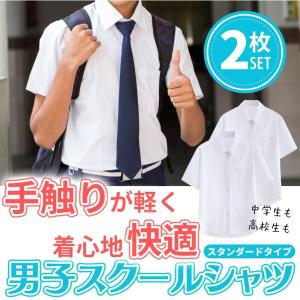 【2枚セット】スクール ワイシャツ 中学生 高校生 学生服 男子 半袖 開襟 用 ノーアイロン 大きいサイズ 夏用 春 夏 秋 用 スクールワイシャツ カッターシャツ