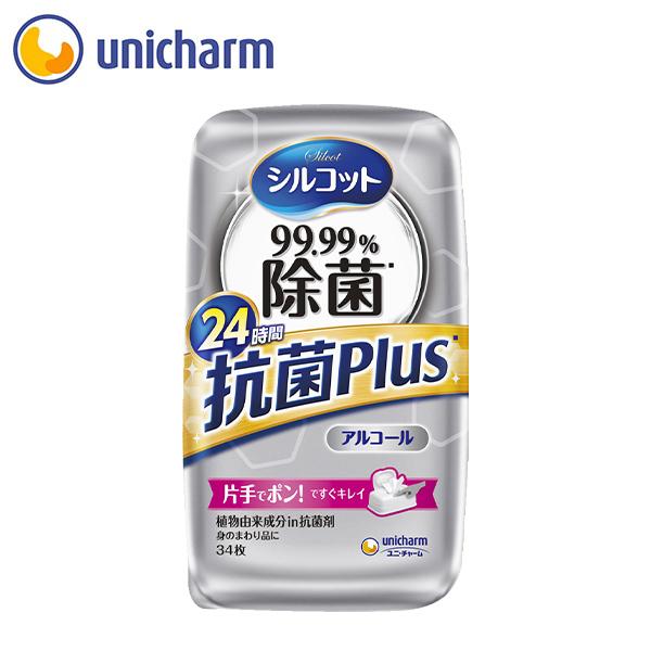 シルコット 99.99%除菌 抗菌Plus ウェットティッシュ アルコールタイプ 本体34枚　ユニ・...