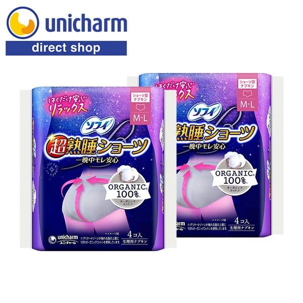 ソフィ 超熟睡ショーツ オーガニックコットン ML 4コ入×2セット　ユニ・チャーム公式ショップ