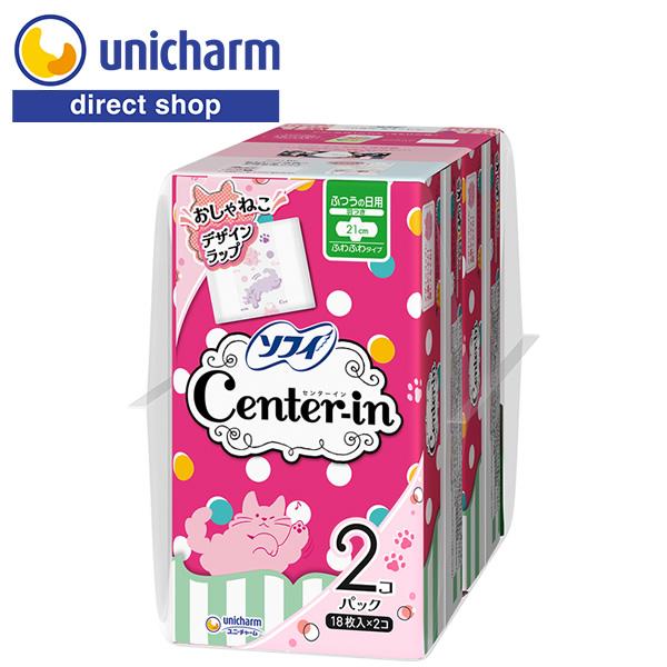 センターイン ふわふわ ふつうの日用 羽つき 21cm 18枚入×2コ ユニ・チャーム公式ショップ