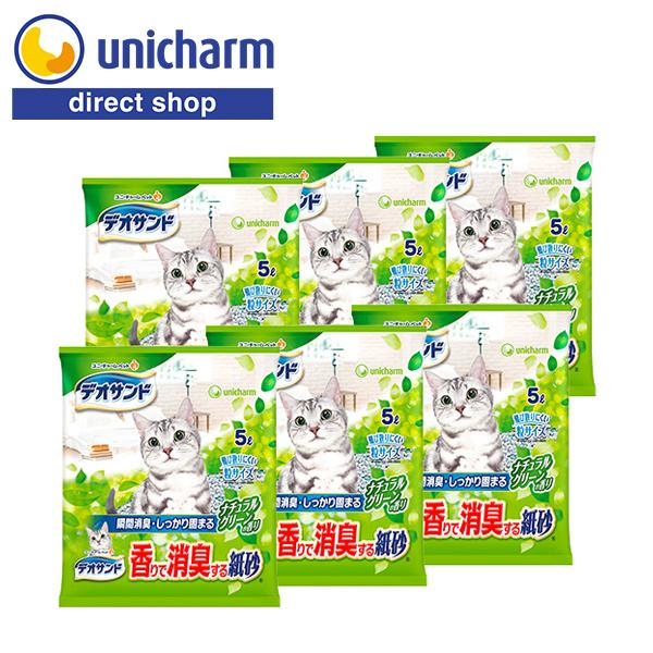 デオサンド 香りで消臭する紙砂 ナチュラルグリーンの香り 5L×6 ユニ・チャーム公式ショップ