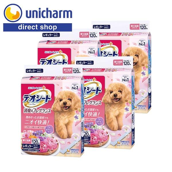 【ケース】デオシート消臭&amp;フレグランスフローラルシャボンの香りレギュラー 120枚×4袋 ユニ・チャ...