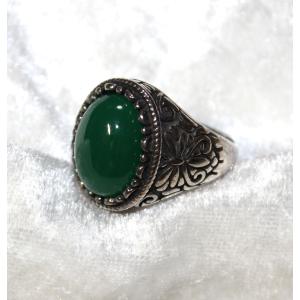 緑玉髄 カルセドニーの指輪 TypeB (サイズフリー)｜unicorn777