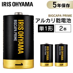 アルカリ乾電池 BIGCAPA PRIME 単1形 2本パック LR20BP/2P アイリスオーヤマ｜unidy-y