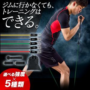 トレーニングチューブ 5本セット エクササイズバンド 強度別 フィットネス セット 筋トレ おうち トレーニング チューブセット  23-213 (D)｜unidy-y