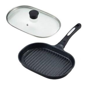 グリルパン 蓋付き NEW ベルフィーナ ガラス蓋付 魚も焼ける フライパン ガス IH対応 76159 アーネスト