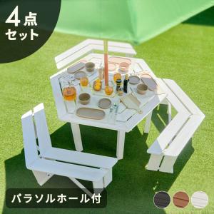 ピクニックテーブル ガーデンベンチ W1400タイプ 4人用 天然木製