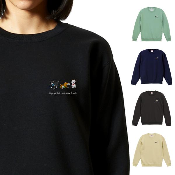 柴犬グッズ クルーネック スウェット トレーナー ３柴  赤柴 黒柴 犬柄 メンズ レディース プレ...