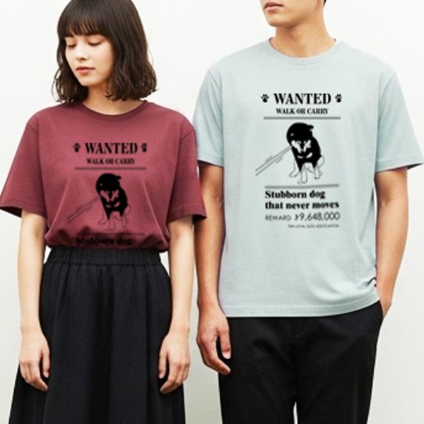 柴犬グッズ 半袖 T シャツ プリント 黒柴 WANTED 手配書風 拒否柴 犬柄 メンズ レディー...