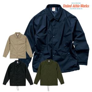 ユナイテッドアスレ XS〜XL 7448-01 T/C コーチ ジャケット 裏地付 アウター シャカジャン ストリート 形態安定 はっ水 防風  裾フラシ Works