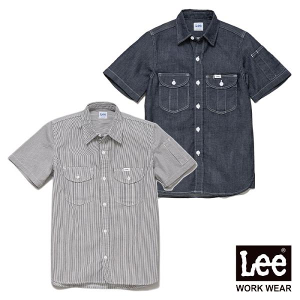 Lee LWS43002 レディス半袖ワークシャツ 女性用 S〜XL デニム ヒッコリー エンジニア...