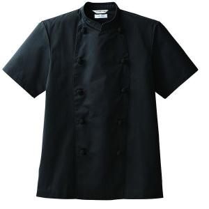 コックコート AS-8049 男女兼用 半袖 ブラック モダン コック服