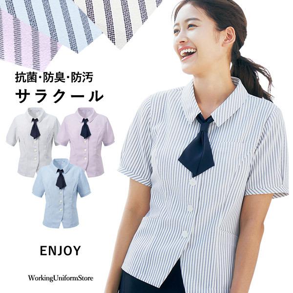 事務服 オーバーブラウス ESA836 エンジョイ サラクリアストライプ