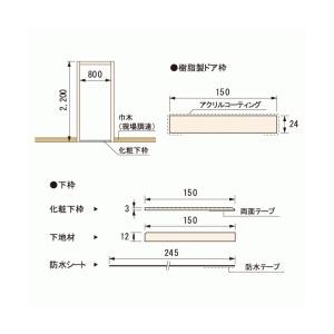 【法人限定】城東テクノ JOTO 抗菌樹脂枠四方枠浴室用バリアフリータイプ ホワイト  SP-R7507M24-WT  1セット ユニットバス リフォーム 開口枠 UB枠｜unimoku