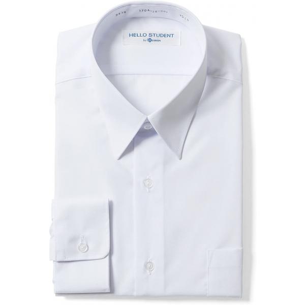 HELLO STUDENT 学生服人気 長袖カッターシャツ 左胸ポケット 学生用 白 標準型シャツ ...
