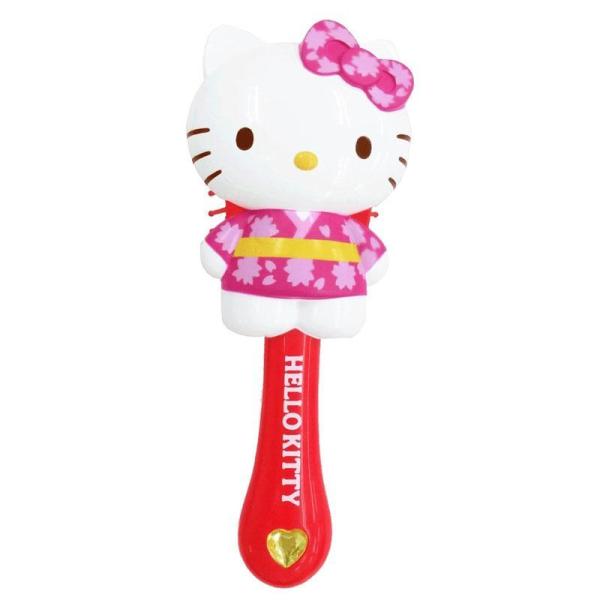 サンリオ ハローキティ ダイカットヘアブラシ 和柄レッド さんりお ブラシ コーム ヘアケア  かわ...