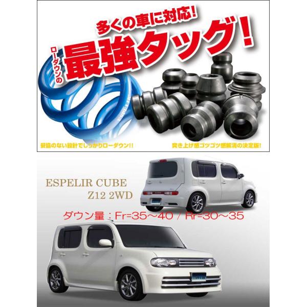 [ESPELIR]Z12 キューブライダー(2WD/1.5L)用スーパーダウンサス+バンプラバー