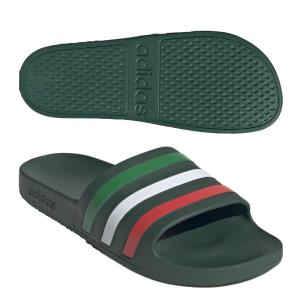 アディダス adidas ADILETTE AQUA U チームダークグリーン×フットウェアホワイト×ブライトレッド hq2450 サンダル スポーツサンダル シャワーサンダル