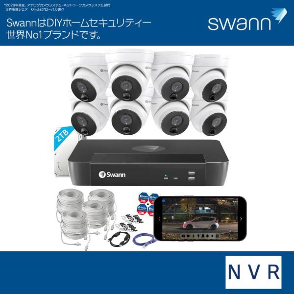 Swann 8CH 4K NVRシステム 防犯カメラ 2TB搭載（最大6TB対応）顔認識 屋内 屋外...