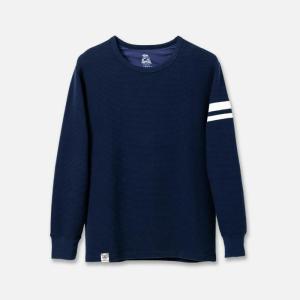 桃太郎ジーンズ MOMOTARO JEANS MZTS0079 出陣サーマルロングTシャツ ネイビー メンズ ロンT カットソー  送料無料｜unique-jean