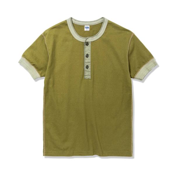 PHERROW'S フェローズ PCT2-S ヘンリーネック 半袖カットソー Tシャツ オリーブ ス...