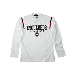 DSQUARED2 ディースクエアード s74gd1218 DSQUARED2 S74GD1218 Varsity Fit Tee ホワイト メンズ ロゴ プリント ロングTシャツ 2025年春夏 送料無料