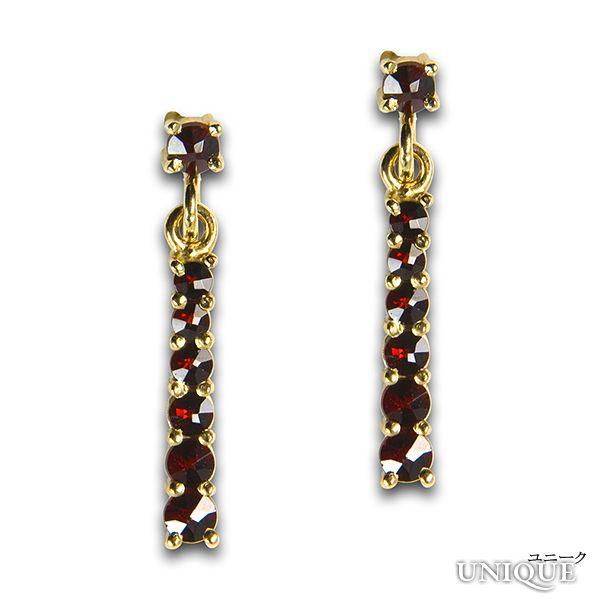 【30％OFF】　【ボヘミアン・ガーネット】　ピアス　（シルバー925使用　24Kゴールドコーティン...