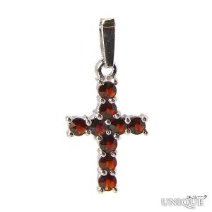 【30％OFF】　【ボヘミアン・ガーネット】　クロスペンダント　（シルバー925使用） ★ BOHEMIAN GARNET - Pendant - Ag 925 / Rh ★｜unique-world