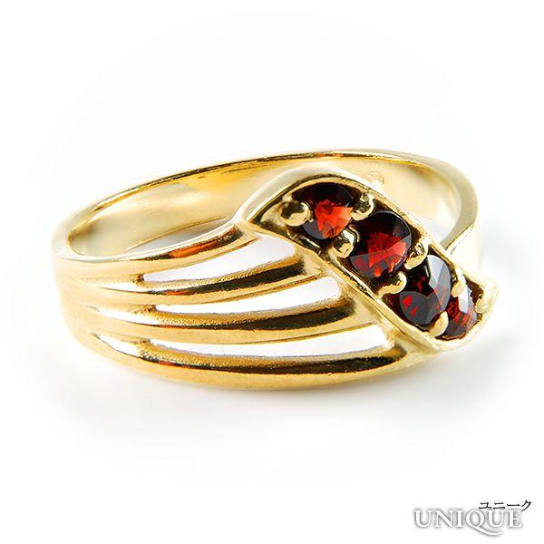 【30％OFF】　【ボヘミアン・ガーネット】　リング　（シルバー925使用　24Kゴールドコーティン...